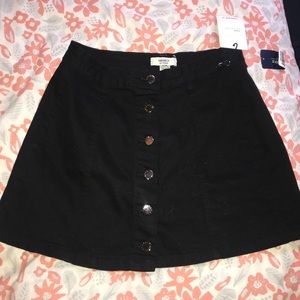 Black Denim Button Up Skirt
